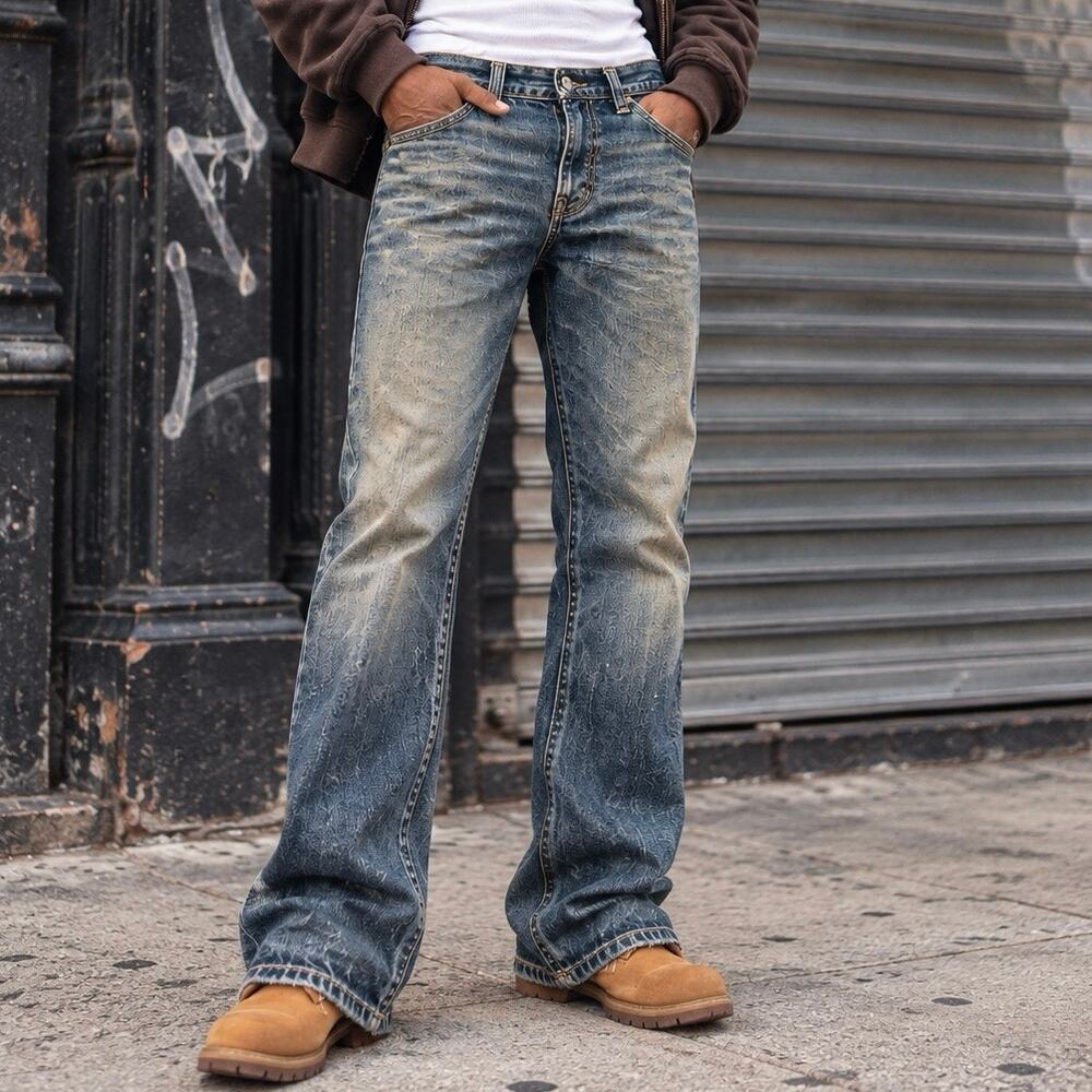 True Religion Mens Jeans 33 Y2K Distressed Flap Pocket 100% Cotton Denim